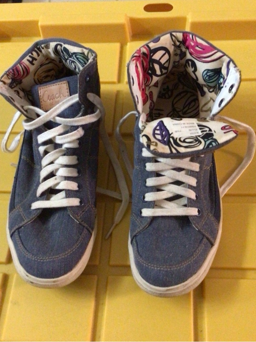 Coach Women’s Denim High-Top Sneakers in Blue